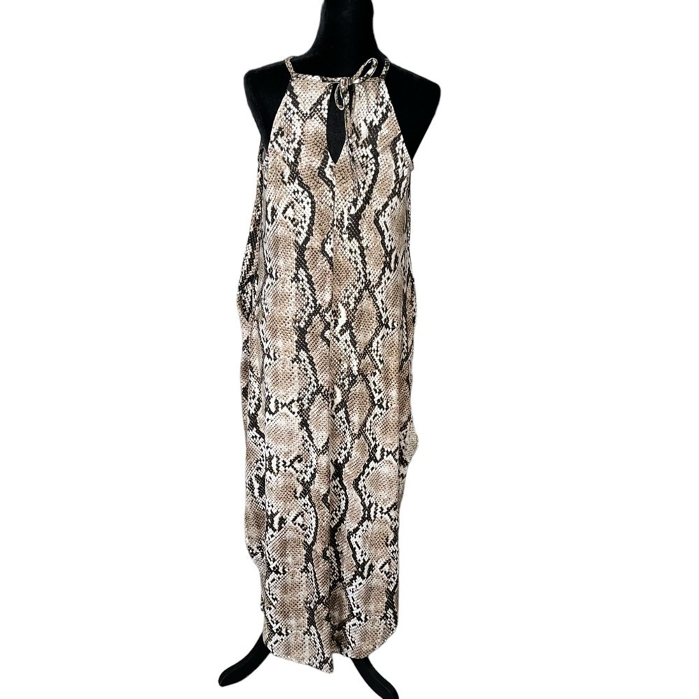 Women’s Snake Print Side Pockets Maxi Dress Size M - Picture 4 of 13